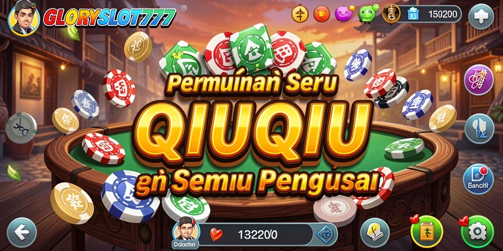 Screenshot utama GLORYSLOT777 menampilkan aksi seru permainan QiuQiu.