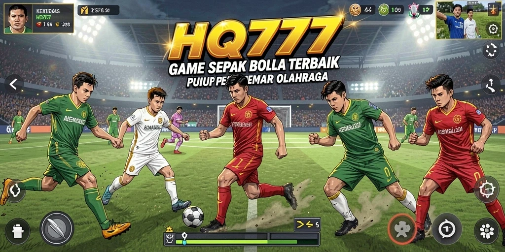 Tampilan gameplay HQ777 yang menegangkan selama pertandingan sepak bola.