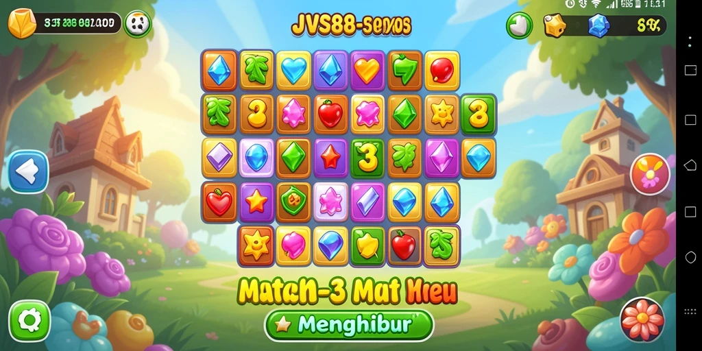 Tampilan menawan dari gameplay seru JVS88 Match-3.