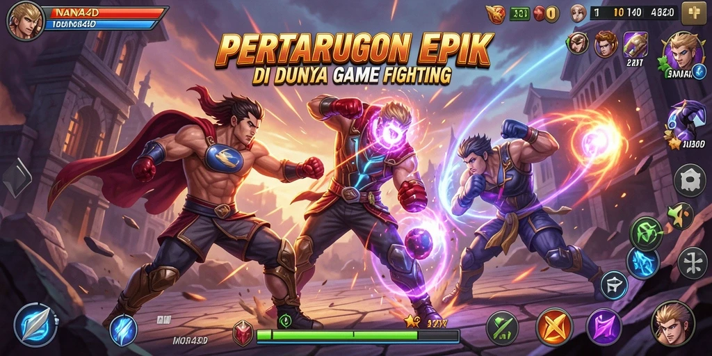 Screenshot gameplay NANA4D dengan aksi pertarungan intens.