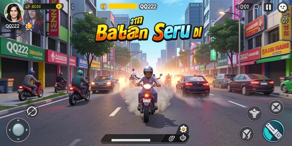 Tangkapan layar permainan QQ222 menunjukkan aksi balapan yang mendebarkan.