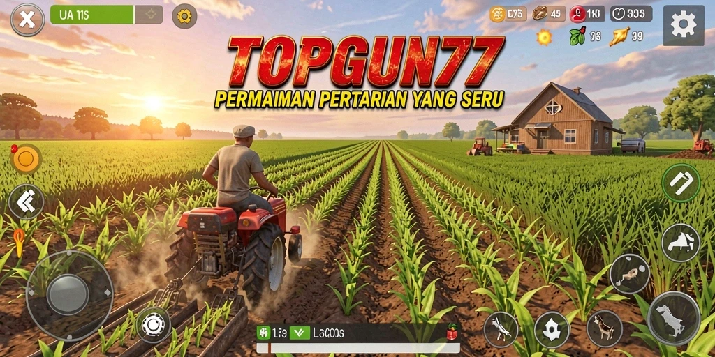 Screenshot gameplay TOPGUN77 menampilkan suasana bertani yang menarik.