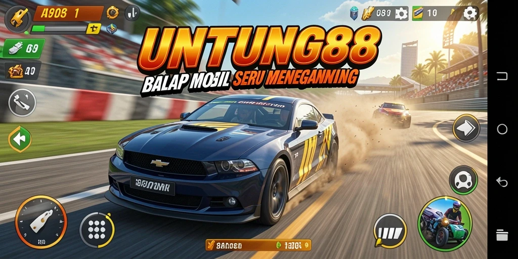 Tampilan gameplay balapan yang mendebarkan dan penuh aksi.