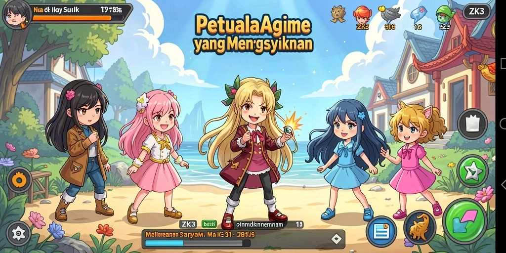 Screenshot ZK3 menampilkan pertarungan karakter anime yang seru.